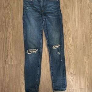 Kendall+Kylie The Kontour High Rise Distressed Blue Jeans